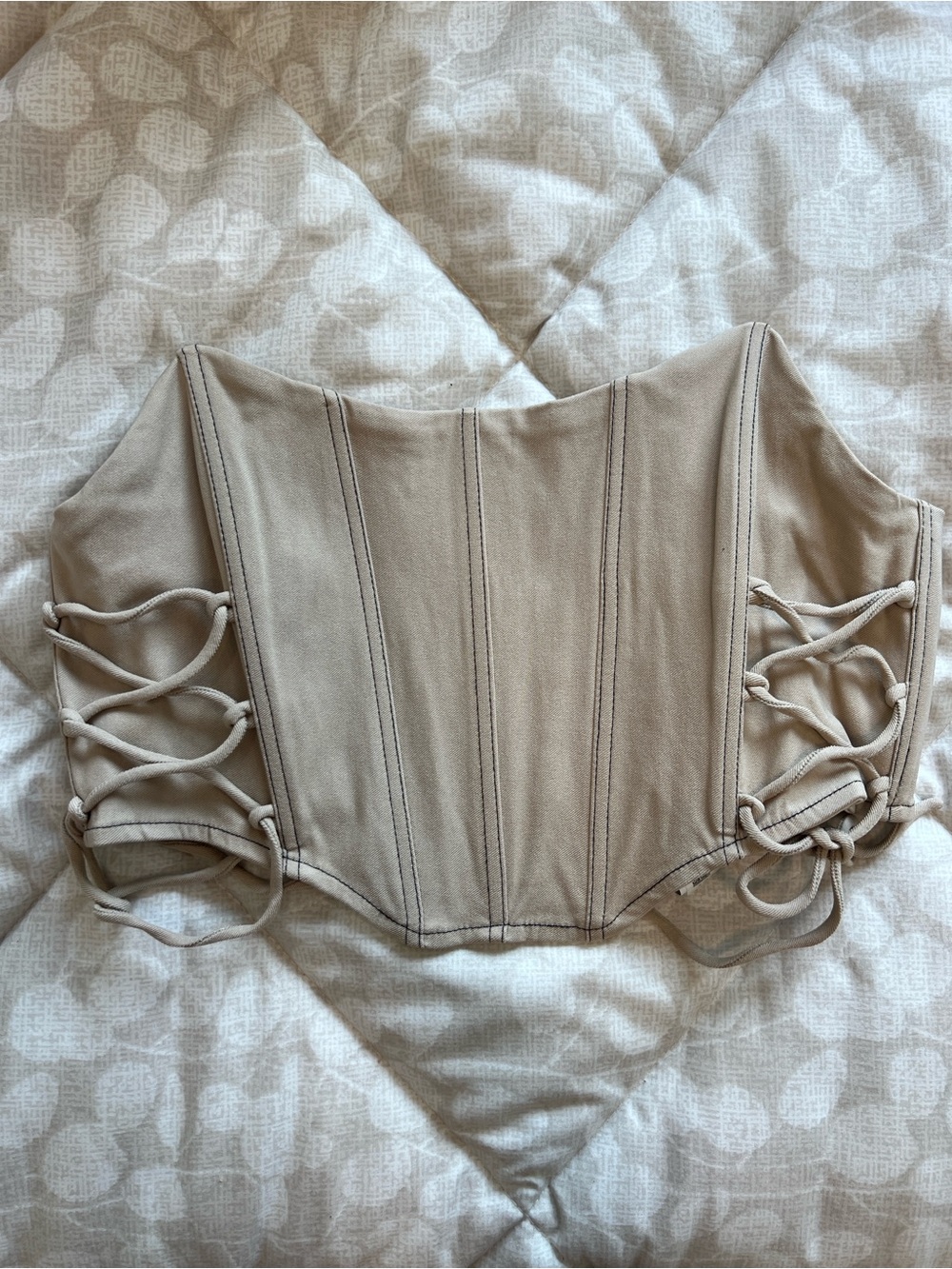 Garage Oxford Tan Lace-Up Corset Top